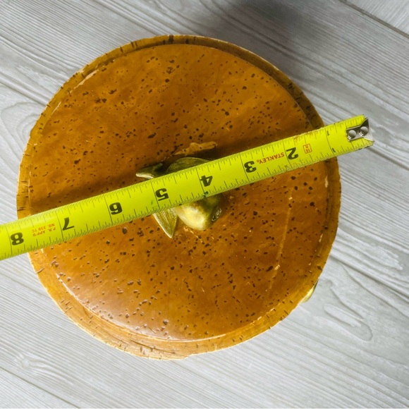 Vintage rare Cork and brass ice bucket bar wear 1940s retro glam with brass pear - Picture 13 of 16